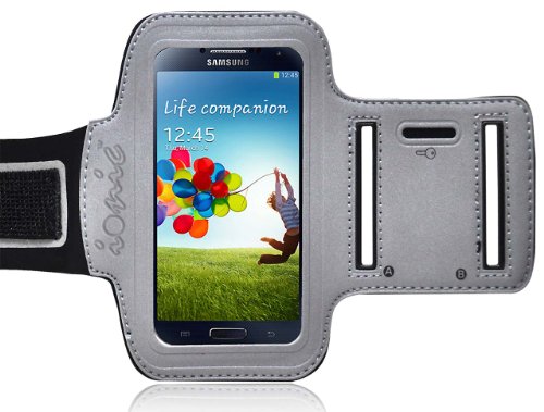 Ionic ACTIVE Sport Armband Case for Samsung Galaxy S4 S 4 SIV / New Samsung Galaxy S4 2013 Model (AT&T, T-Mobile, Sprint, Verizon)(Silver)