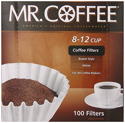 Mr. Coffee Basket Coffee Filters, 8-12 Cup, White Paper, 8-inch, 100-Count Boxes (Pack of 12)