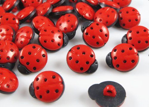 YAKA 100 Pcs New Plastic Ladybug Button/sewing