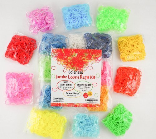 Rubber Loom Bands Refill - 5400 Rainbow Colors Bands - Glow in the Dark, Glitter Loom Bands and More