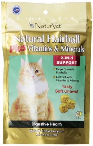 NaturVet 50 Count Hairball Plus Vitamin Soft Chew for Cats