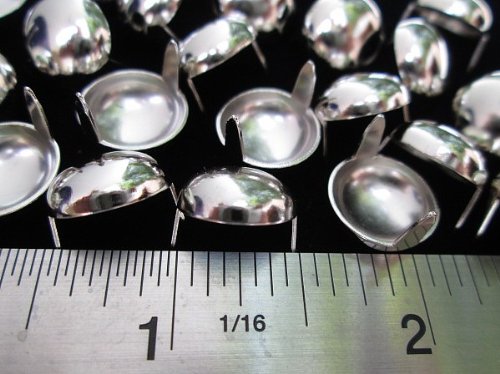 Nailheads Spots Studs 2 Prong 13MM (1/2) Round; Steel with Nickel Finish; 100 Pcs