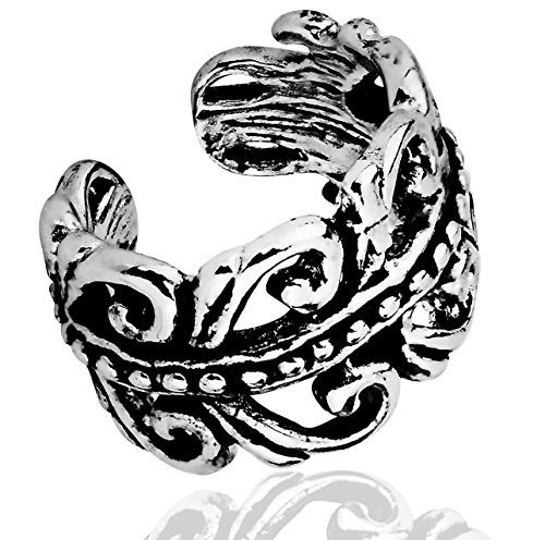 Engraved Swirl Design Rhodium Plated Cartilage Ear Cuff for Women