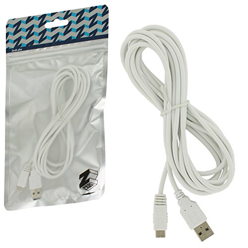 ZedLabz 3M extra long charging cable lead for Nintendo Wii U Gamepad - White