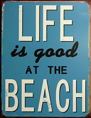 Life Is Good At the Beach Decorative Metal Sign Retro Large 13 X 10 Inches Bar Pub Garage Man Cave