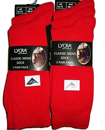6 PACK OF MENS RED LYCRA COTTON ANKLE SOCKS SIZE 6-11 NEW IN PACKAGE