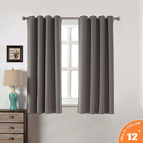 AMAZLINEN Sleep Well Blackout Curtains Toxic Free Energy Smart Thermal Insulated,52 W X 63 L Inch,Grommet Top,Set Of 2 Panels With Bonus Tie Back,13 Stylish Colors (Grey)