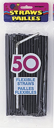 Flexible Black Drinking Straws, 50ct