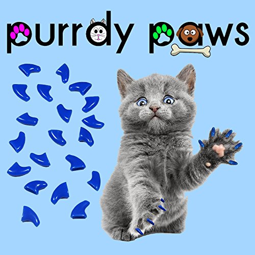 Soft Nail Caps For Cat Claws BLUE MEDIUM * Purrdy Paws Brand