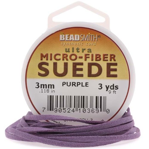 Beadsmith Purple Faux Leather Suede Beading Cord 9Ft (3 Yd) Spool