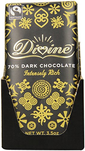 Divine Chocolate Bar, 70% Dark Chocolate, 3.5 Ounce (Pack of 10)