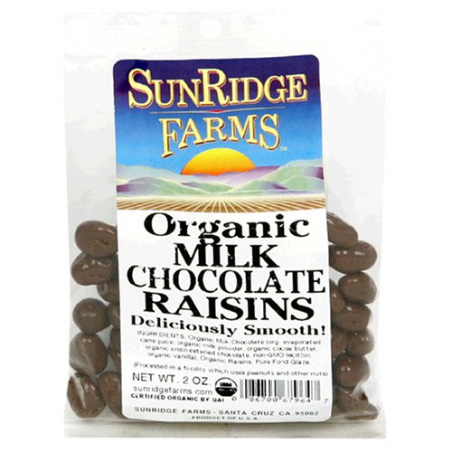 Sunridge Farms Organic Milk Chocolate Raisins, 2-Ounce Bags (Pack of 24)