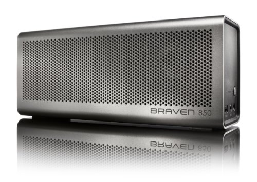 BRAVEN 850 Portable Wireless Bluetooth Speaker [20 Hours Playtime] Built-In 8800 mAh Power Bank Charger - Silver