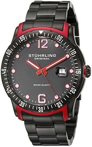 Stuhrling Original Men's 421.335TB1 Octane Concorso Trofeo Analog Swiss Quartz Black Stainless Steel Watch