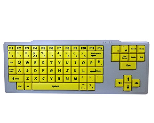 Visually Impaired Keyboard for Special Needs, Blind | XL Large Hi-Visibility Black/Yellow Uppercase Keys