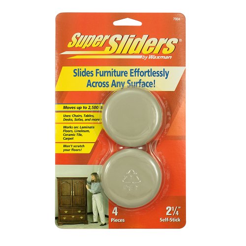 Super Sliders by Waxman 7004 2-1/4 Adhesive Furniture Sliders 4-Pack