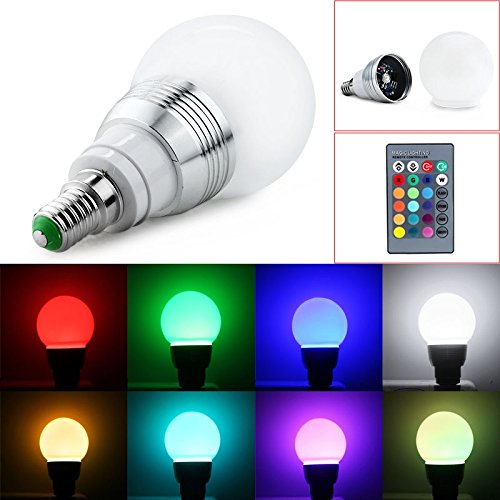 Fashion Outlet E14 3W RGB LED Globe Bulb Magic Color Spot Light Lamp With 24 Key Remote Controller
