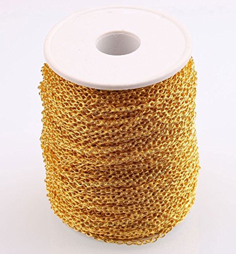 ILOVEDIY 3m Gold Plated Open Link Cable Chain in Bulk for Necklace Jewelry Making