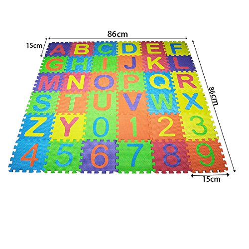 JJOnlineStore - Soft Alphabet Number Baby Children Foam Puzzle Play Mat Jigsaw (A-Z & 0-9) - 15 x 15cm (6' Inch Each Piece)