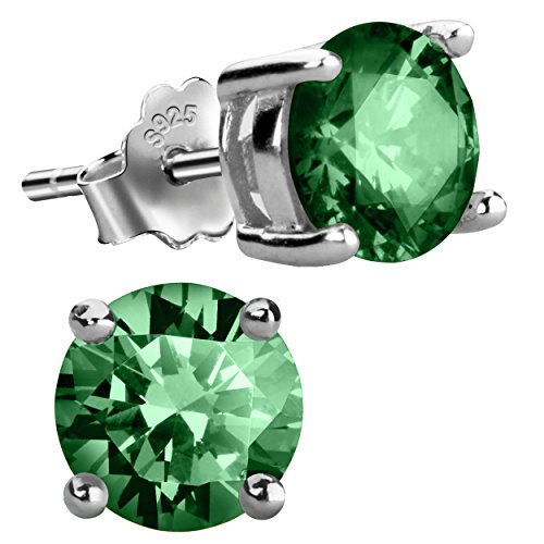 Freeman Jewels Sterling Silver Round Cubic Zirconia Diamond Birthstone Stud Earrings for Women May