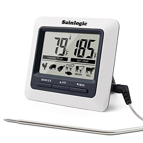 Sainlogic® Food Thermometer, Instant Read Digital Grill Thermometer with Large Display, Kitchen Timer for Cooking,Meat,BBQ,Oven,Smoker