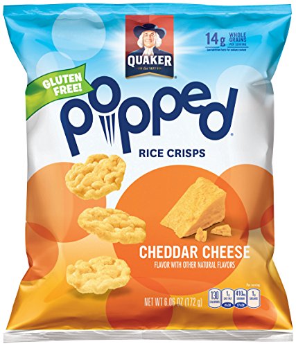 Quaker Popped Rice Crisp Snacks, Gluten Free, Cheddar Cheese, 6.06oz Bags (Pack of 6 Bags)