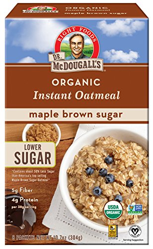 Dr. McDougall's Right Foods Organic Instant Oatmeal, Light Maple Brown Sugar, 1.3 Ounce Packets, 8-Count Boxes (Pack of 6)