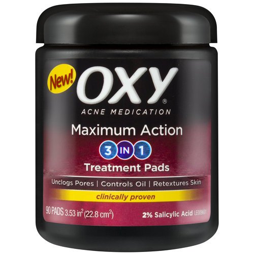 OXY Maximum Action 3-in-1 Acne Medication Treatment Pads, 90 CT (PACK OF 2)