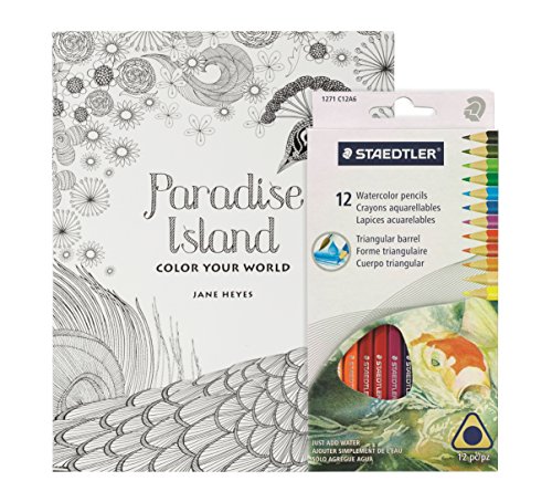 Coloring Book for Adults - Paradise Island Mandalas - Includes 12 BONUS Staedtler Colored Pencils
