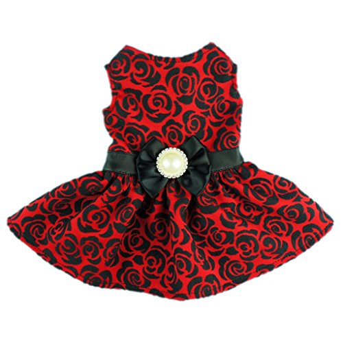 Fitwarm® Elegant Rose Bowknot Belt Dog Dress for Pet Cat Coat Vest Clothes