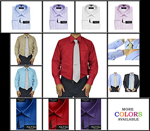 Moda Di Raza Men's Dress Shirt Italian Style Long Sleeve Cotton Polyester Blend