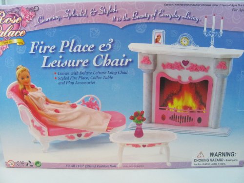 Barbie Size Dollhouse Furniture- Living Room Fire Place Leisure Chair