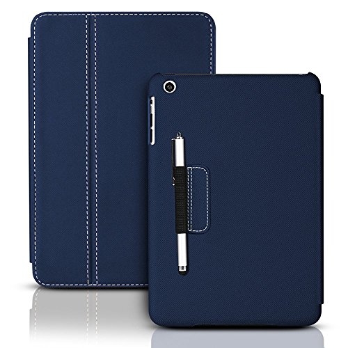 Photive iPad Mini Ultra Slim Folio Case with Built in Stand and Stylus Holder Designed for the New iPad mini. Smart Cover Case Supports Sleep/Wake Feature - Blue