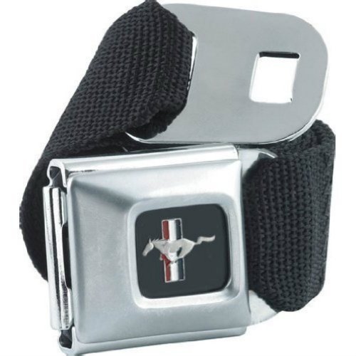 Official Licensed Mustang Car Logo Seatbelt Buckle with Canvas Black Webbing