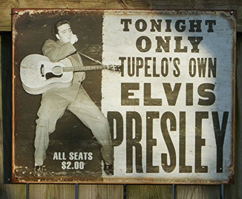 Elvis Presley Tupelo's Own Distressed Retro Vintage Tin Sign