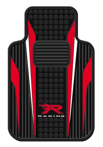 Red And White R Racing Universal-Fit Molded Front Floor Mats - Set of 2