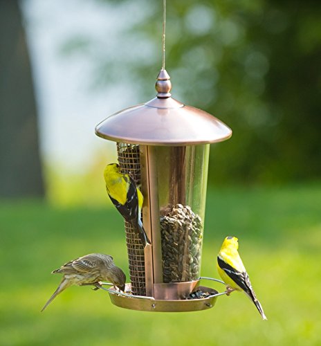 Prime Copper Bird Feeder Attract More Wild Birds to Your House and Outdoor Garden Designed for All Seeds, Peanuts and Fruits Types Allows Large, Medium and Small Birds Easy to Clean and Fill Outside Hanging Decorative Feeders. Great Gift & Fun Idea!