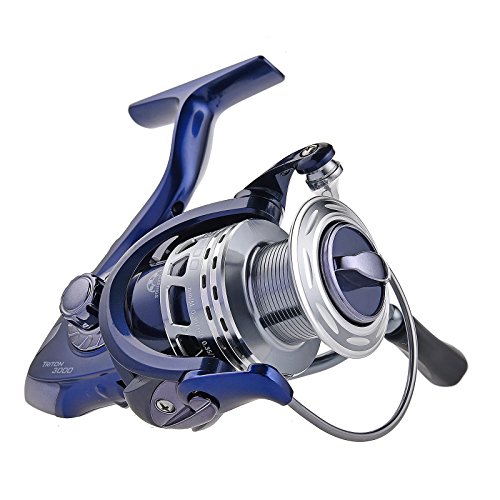 KastKing Triton Spinning Fishing Reel - Carbon Fiber Drag System - Stainless Steel Main Shaft with Double Bearing Support for Anglers Who Want High Technology Freshwater or Saltwater Spinning Reels - Up to 22LBs Max Drag - Top Rated Fishing Reel From 2015 ICAST Award Winning Manufacturer