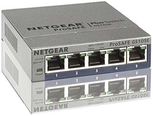 Netgear GS105E-200PES Switch ProSAFE Web Managed, 5 Porte Gigabit, Blu/Argento