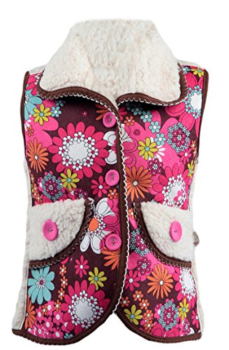 Lilax Little Girls' Soft Wool Floral Print Button Closure Vest