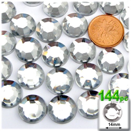 The Crafts Outlet 144-Piece Loose Flatback Acrylic Round Rhinestones, 14mm, Crystal Clear