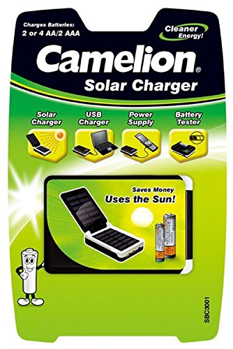 Camelion 20003001 Solar Charger (Suitable for 2 - 4 x AA NiMH Batteries, AA, 2 x AAA/Micro)
