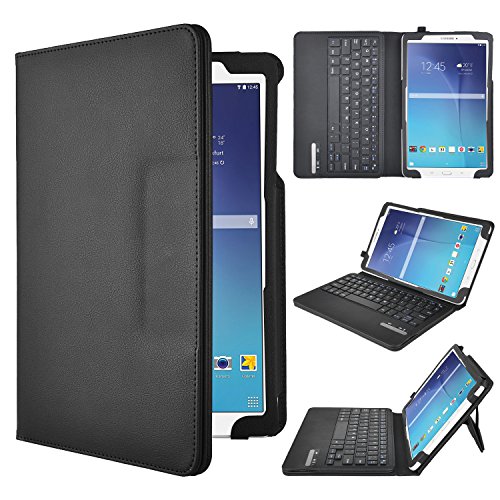 IVSO Samsung Galaxy Tab E 9.6-Inch Bluetooth Keyboard Portfolio Case - DETACHABLE Bluetooth Keyboard Stand Case / Cover for Samsung Galaxy Tab E 9.6-Inch Tablet