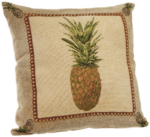 Brentwood Panama Jacquard Chenille 18-by-18-inch Knife Edge Decorative Pillow, Pineapple