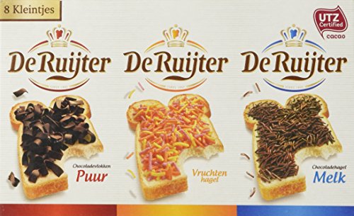 De Ruijter 8 Kleintjes Mini Box's (De Ruyter Hagelsag (sprinkels)Melk & Puur, Vlokken Melk & Puur en Vruchtenhagel) 1 box with 8 small Assortment