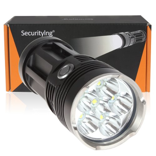 SecurityIng® Powerful 3600LM 6X T6 LED Waterproof Self-defense Flashlight Super Bright Torch (18650 Battery Not Included)