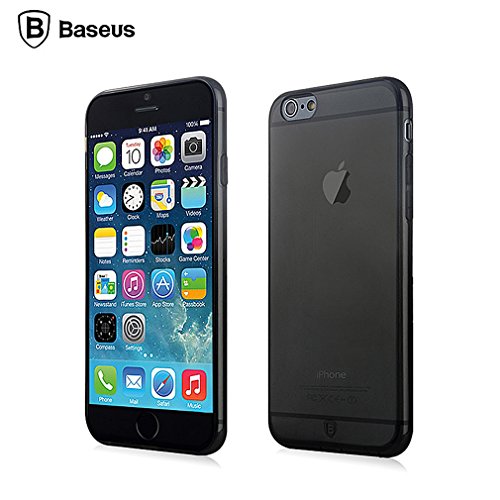 Baseus [ Crystal Clear ] Premium Simple Flexible Transparent TPU Gel Ultra Slim [0.7 mm] Bumper Case Cover for Apple iphone 6 Plus (5.5 inches) Black
