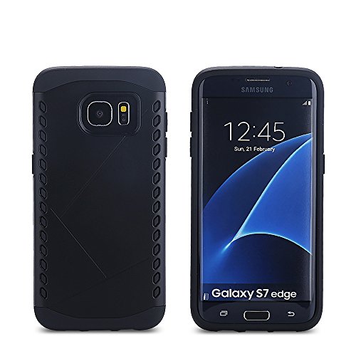 Galaxy S7 Edge Case, Haissky 2 in 1 Hybrid Durable Shield Armor Rugged TPU+PC Silicon Shockproof Back Cover for Samsung Galaxy S7 Edge (Black)