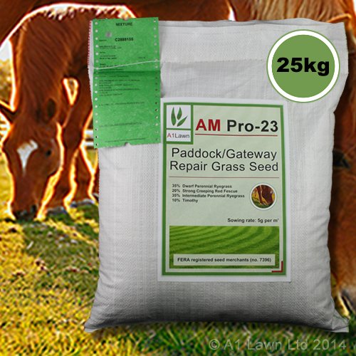 25kg Top Quality Grass Seed / A1LAWN AM Pro-23 Horse and Pony Fast Start Paddock Repair - covers approx. 5000 sq metres - DEFRA registered