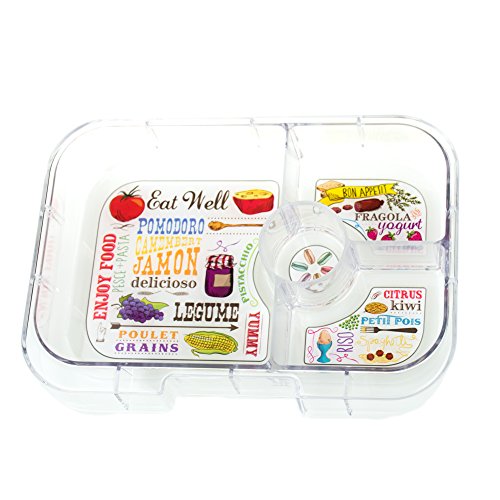 Yumbox Illustrated 4-compartment Bento Food Tray (Yumbox Outer Leakproof Shell Not Included) Eat Well Tray Design
